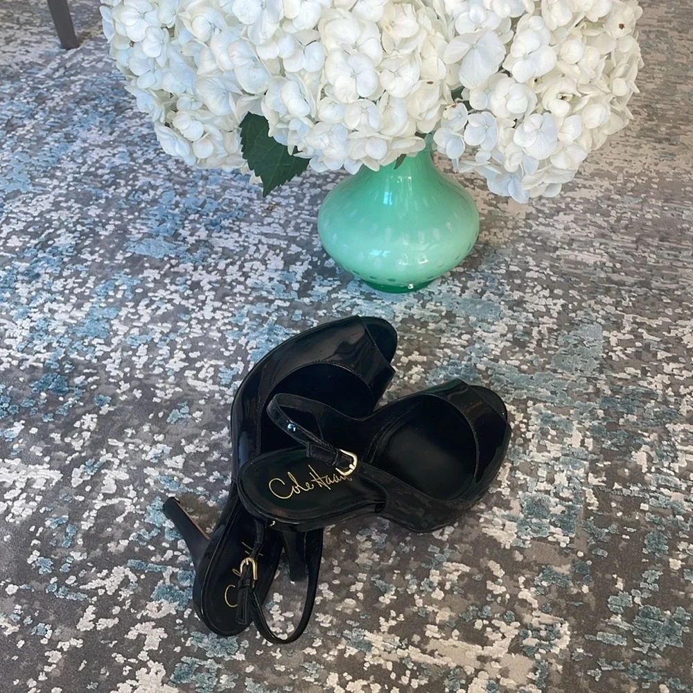 Cole Haan Air Talia Black Patent Leather Open Toe Slingback Heel Size 7C… - Picture 6 of 13